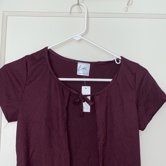 nwt livi by olivia rae red wine short sleeve cardigan size: S - Picture 2 of 8
